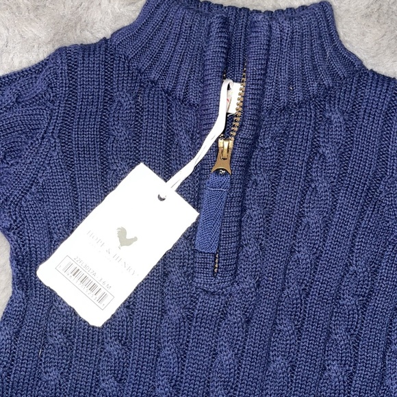 Hope and Henry Navy Sweater Knit Romper Sz 3/6M Organic NEW - Picture 3 of 7